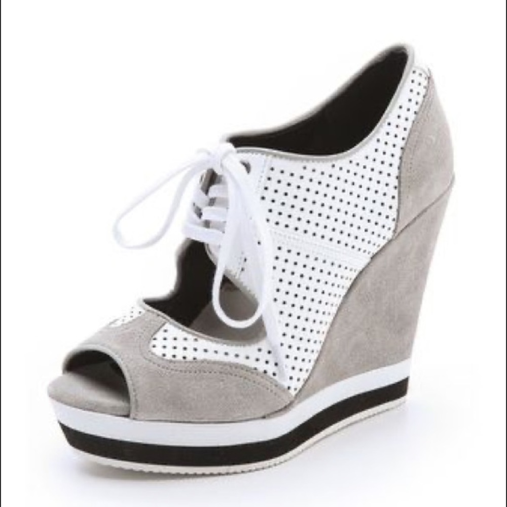 Luxury Rebel Dexter Wedge Sneaker in White + Grey